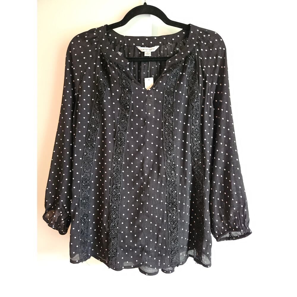 Black & White Polka Dot Blouse by Counterpart - Size L